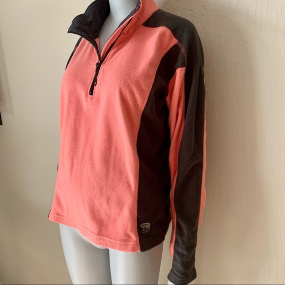 MOUNTAIN HARDWEAR 1/4 Zip Fleece Pullover Coral Pink Charcoal Grey Athletic SM - Picture 5 of 12